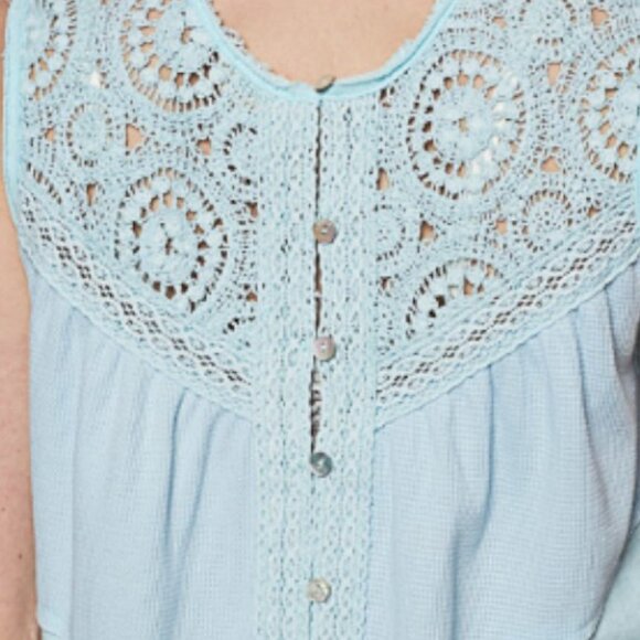 #220-POL SLEEVELESS TOP CROCHET ACCENTS SUPER CUTE! NIP NEW ARRIVAL! - Picture 12 of 12